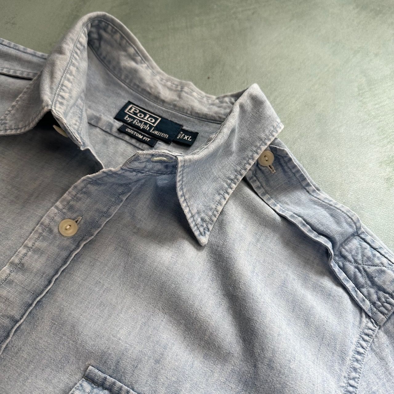 Polo By Ralph Lauren 90s 開襟シャツ シャンブレー USA製 90s VINTAGE Polo by Ralph Lauren シャンブレーシャツ
