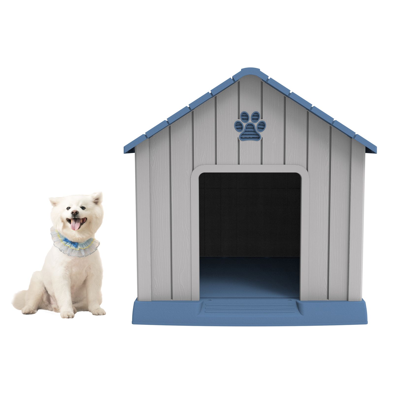 22%割 犬小屋 ペットハウス L グレー ブルー 室内外対応 オシャレなプラスチック製