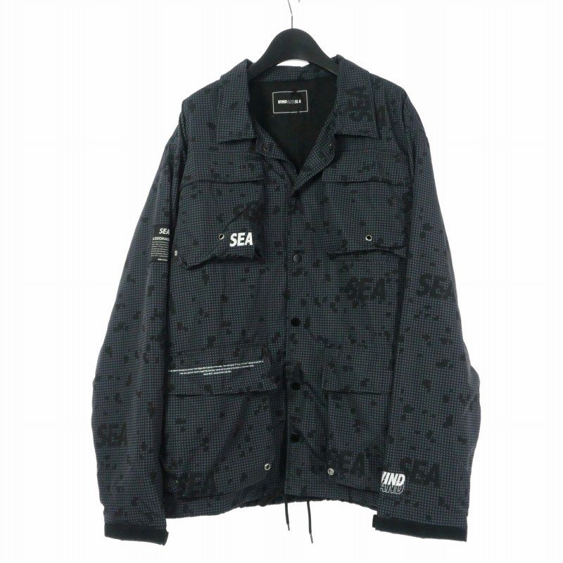 ウィンダンシー WIND AND SEA 24SS カモ ファティーグ ジャケット ブルゾン L ブラック 黒 WDS-O-MIL-24-Q1-JK-01