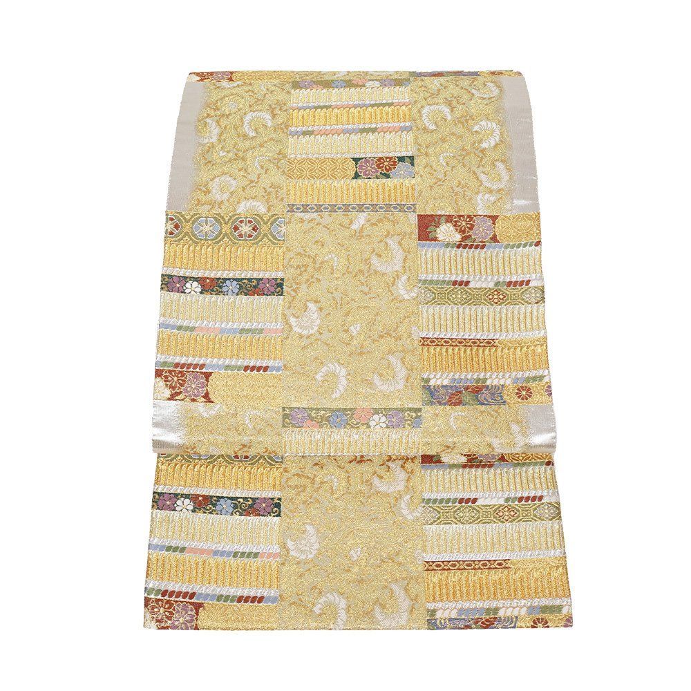 礼装用 袋帯 正絹 金 銀 赤紫 辛子色 鱗文 唐花 花蔓 絹帯芯 Lサイズ F7014 新品 ふくろおび レディース シルク フォーマル 送料込み 礼装用 袋帯 正絹 金 銀 鎧文 唐花 桜 菊 Lサイズ F7337 美品