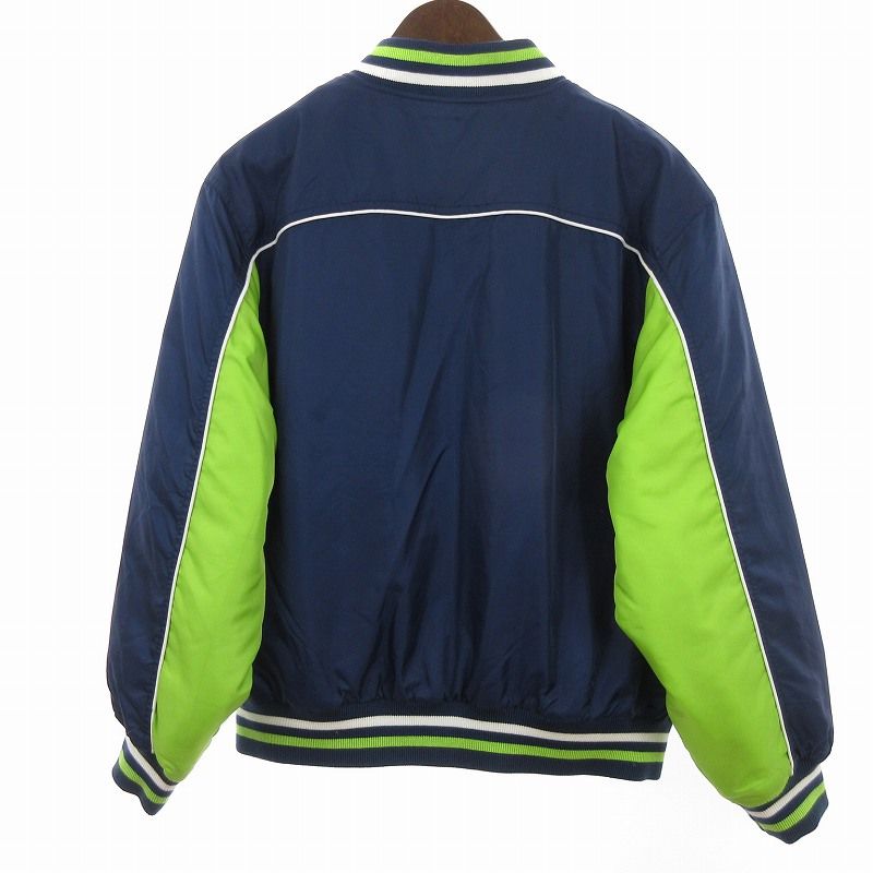 シュプリーム SUPREME 20AW Contrast Script Varsity Jacket 中綿ジャケット スタジャン 長袖 ロゴ NY 紺  ネイビー 緑 グリーン S □SM1 - メルカリ