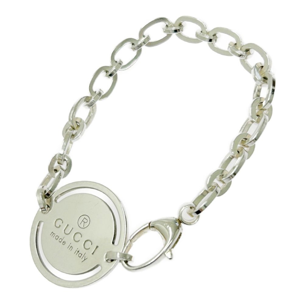 最終値下✨GUCCI ブレスレット サークルプレート 中古】【箱付き】 GUCCI グッチ シルバー ロゴプレート サークル