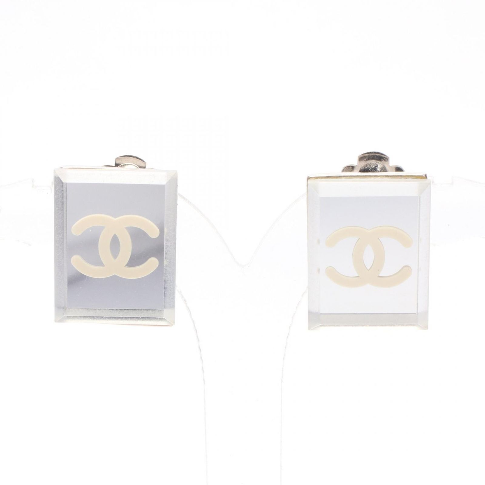 シャネル CHANEL イヤリング ココマーク ミラー 03C クリア|シルバー ステンレススチール スクエア ココマーク イヤリング レディース Used A