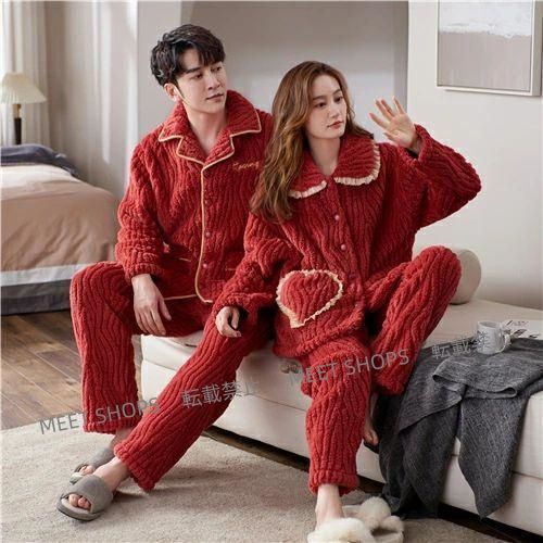 ♥ ペアパジャマ 冬 もこもこ カップル ペア ルームウェア セット 前開き 長袖 ペアパジャマ モコモコ メンズ ペアパジャマ カップル 秋冬 結婚祝い プレゼント ペ ddhc63