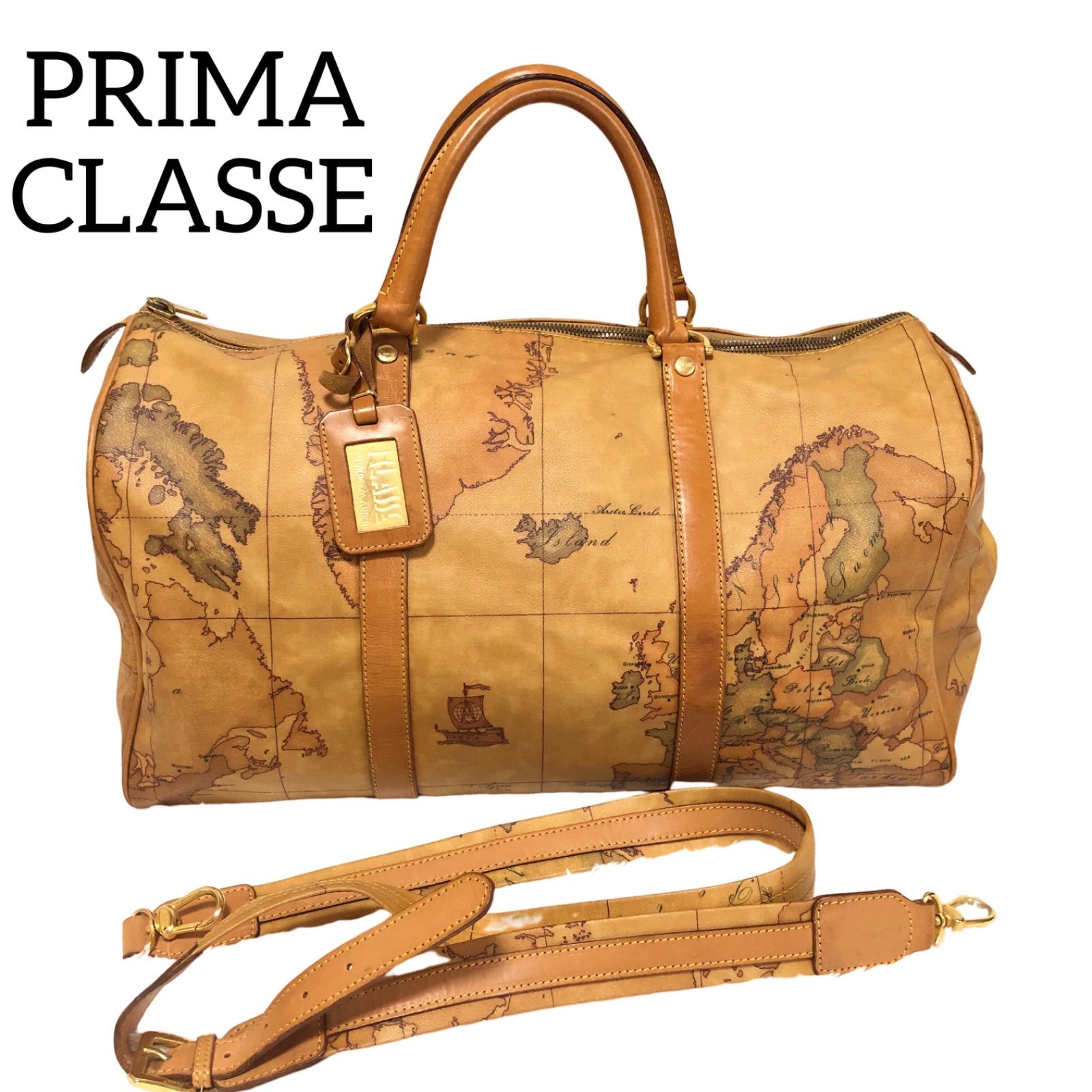 PRIMA CLASSE プリマクラッセ 2way 大容量 地図柄 ボストンバッグ 