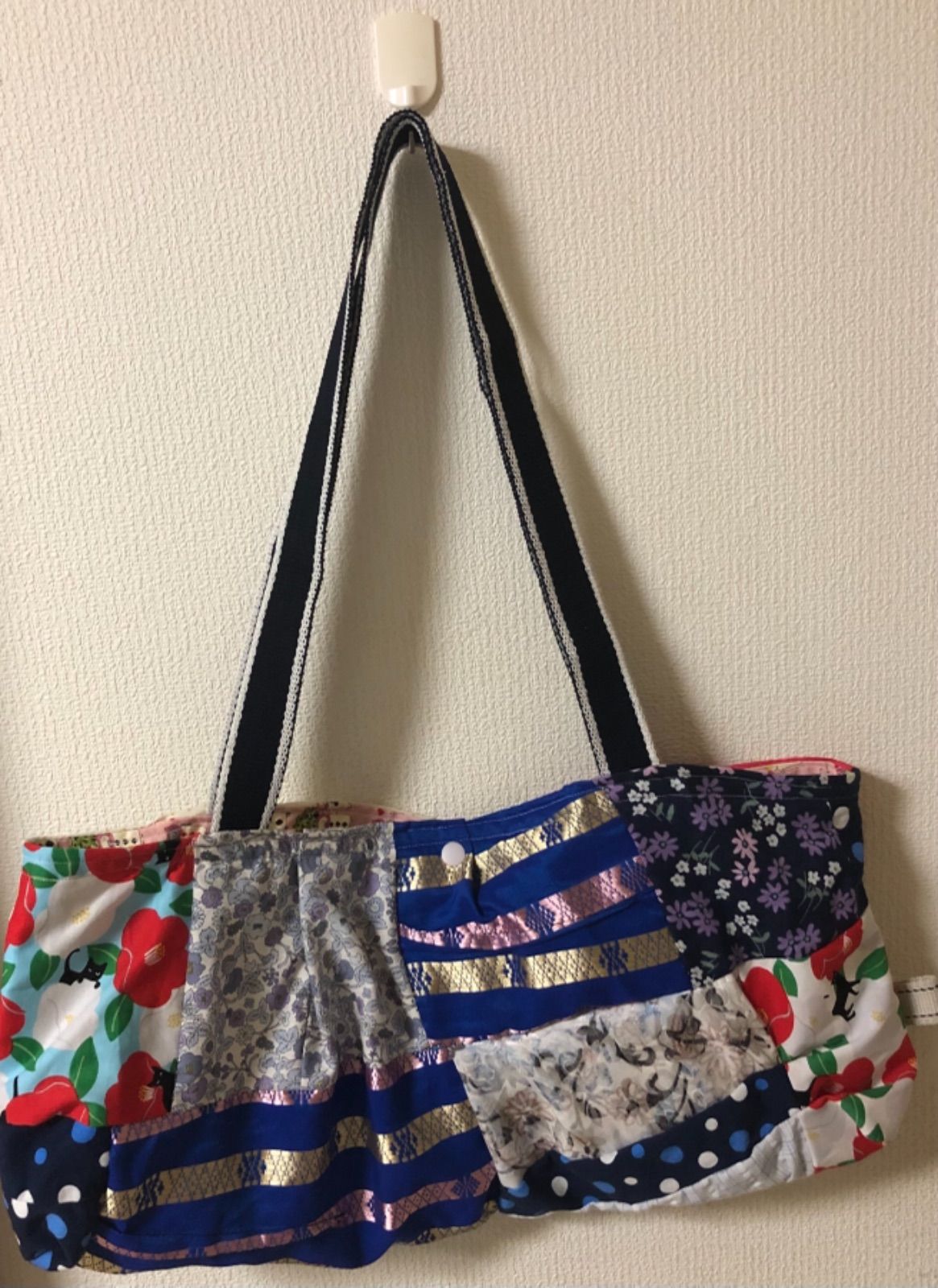 ハンドメイドつぎはぎ横長トートバッグ一点物②