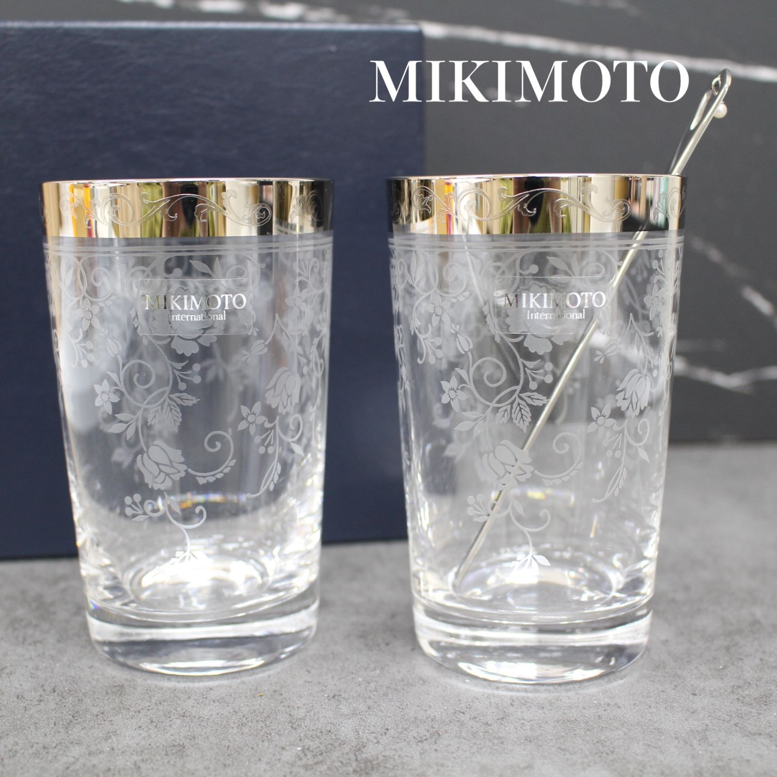 S005)【未使用品】MIKIMOTO グラス パール付きマドラー セット - メルカリ