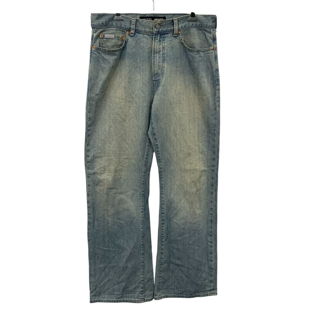 GUESS デニムパンツ W32 ライトブルー ゲス ジップアップ ブラジル製 