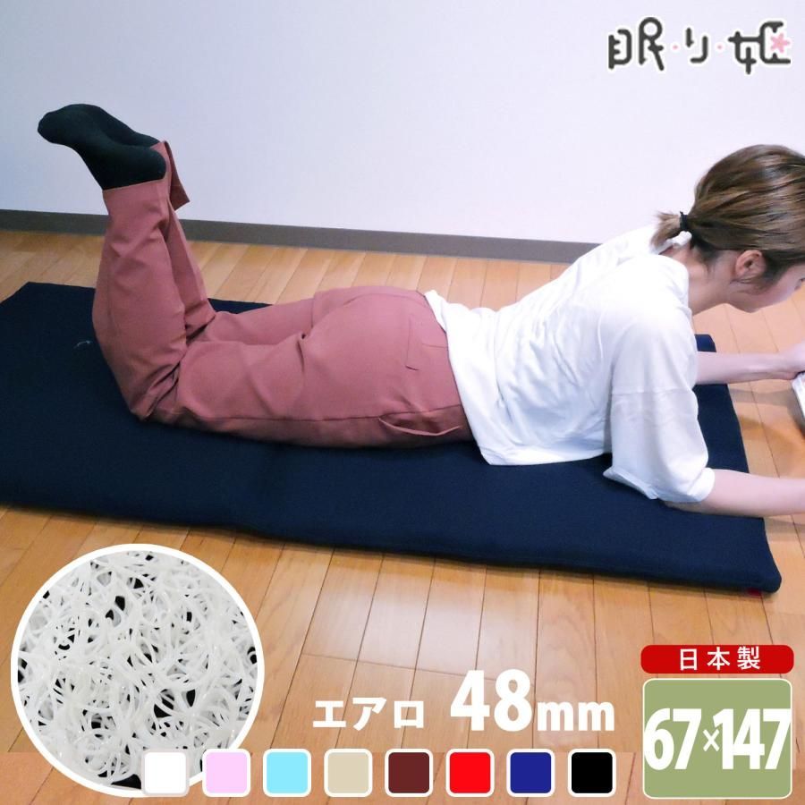 ごろ寝マット 67×147cm 座布団 高反発 エアロ 水洗い 通気性 ダブルラッセル 体圧分散 お昼寝 和室 クッション