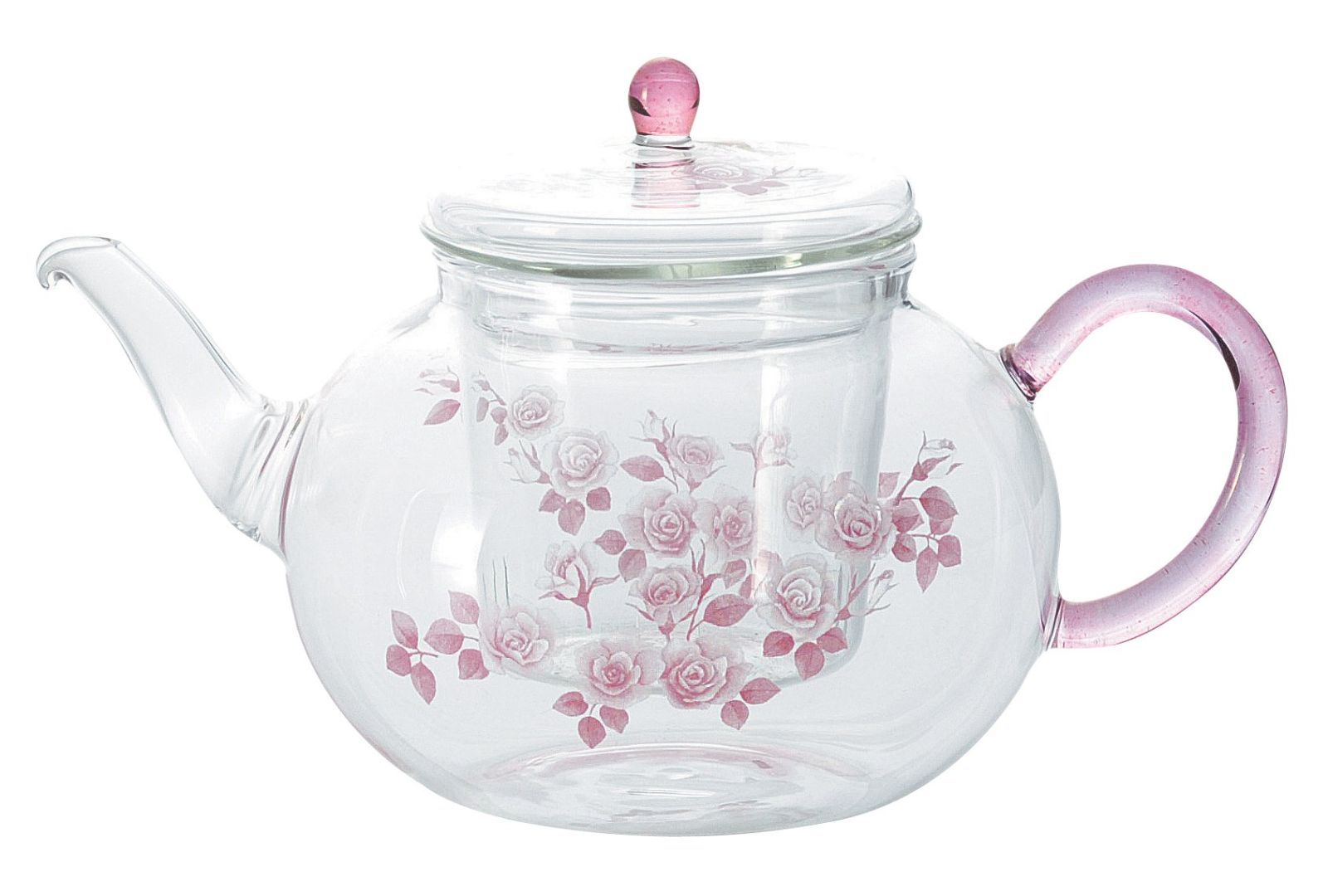 PatternName ティーポット ピンクローズ 耐熱ガラス ティーポット 49P060