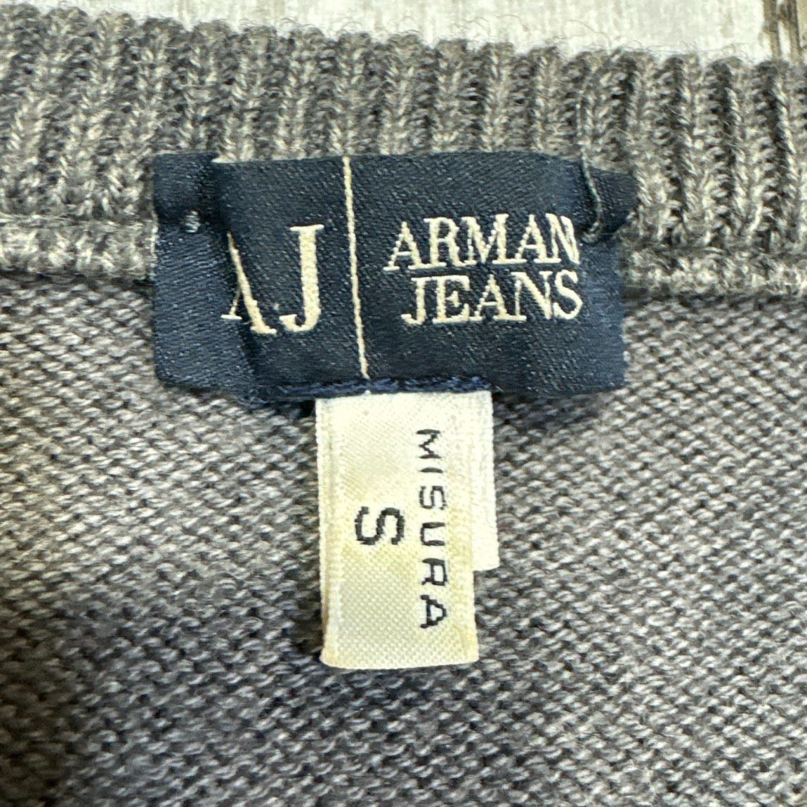 g141 ARMANI JEANS アルマーニジーンズ 長袖 ニット セーター オーバー グレー コットン シンプル カジュアル 無地