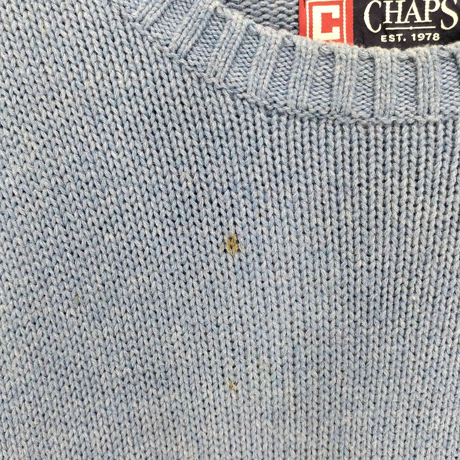 チャップス CHAPS ロゴ 刺繍 畦編み コットン クルーネック
