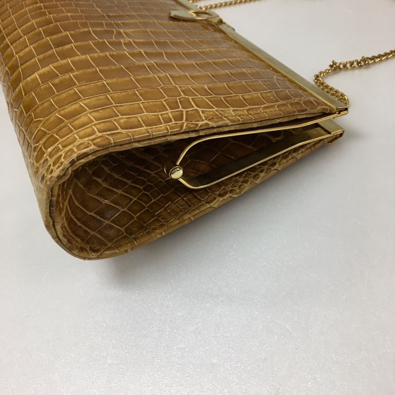 クロコ チェーンクラッチバッグ 2way コンテス ショルダー クラッチ