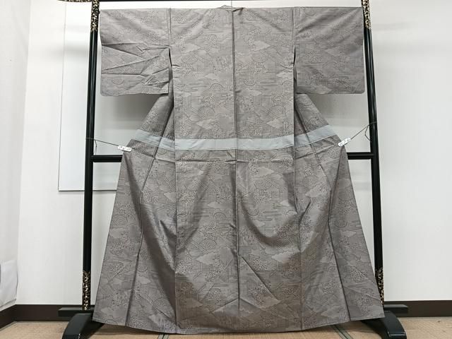 平和屋着物●本場大島紬　地空　源氏車文　正絹　逸品　AAAW1861ph 平和屋着物○本場大島紬 地空 源氏車文 正絹 逸品 AAAW1861ph 平和屋