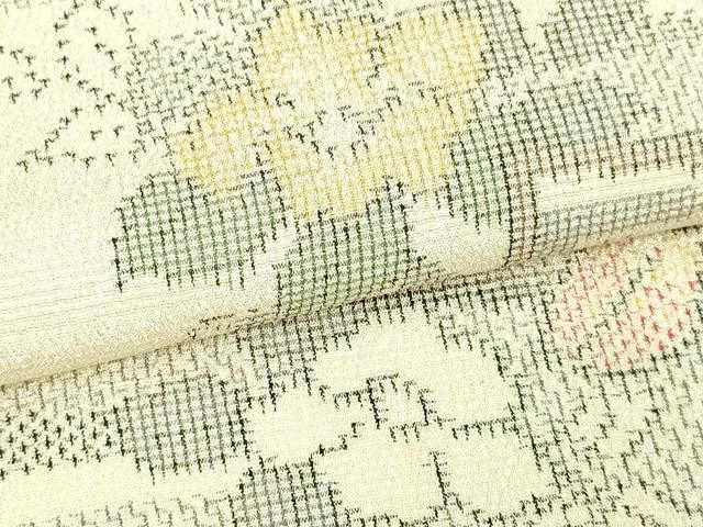 平和屋着物▽本塩沢　単衣　唐草文　正絹　逸品　AAAY7253jh 平和屋着物▽本塩沢 単衣 唐草文 正絹 逸品 AAAY7253jh