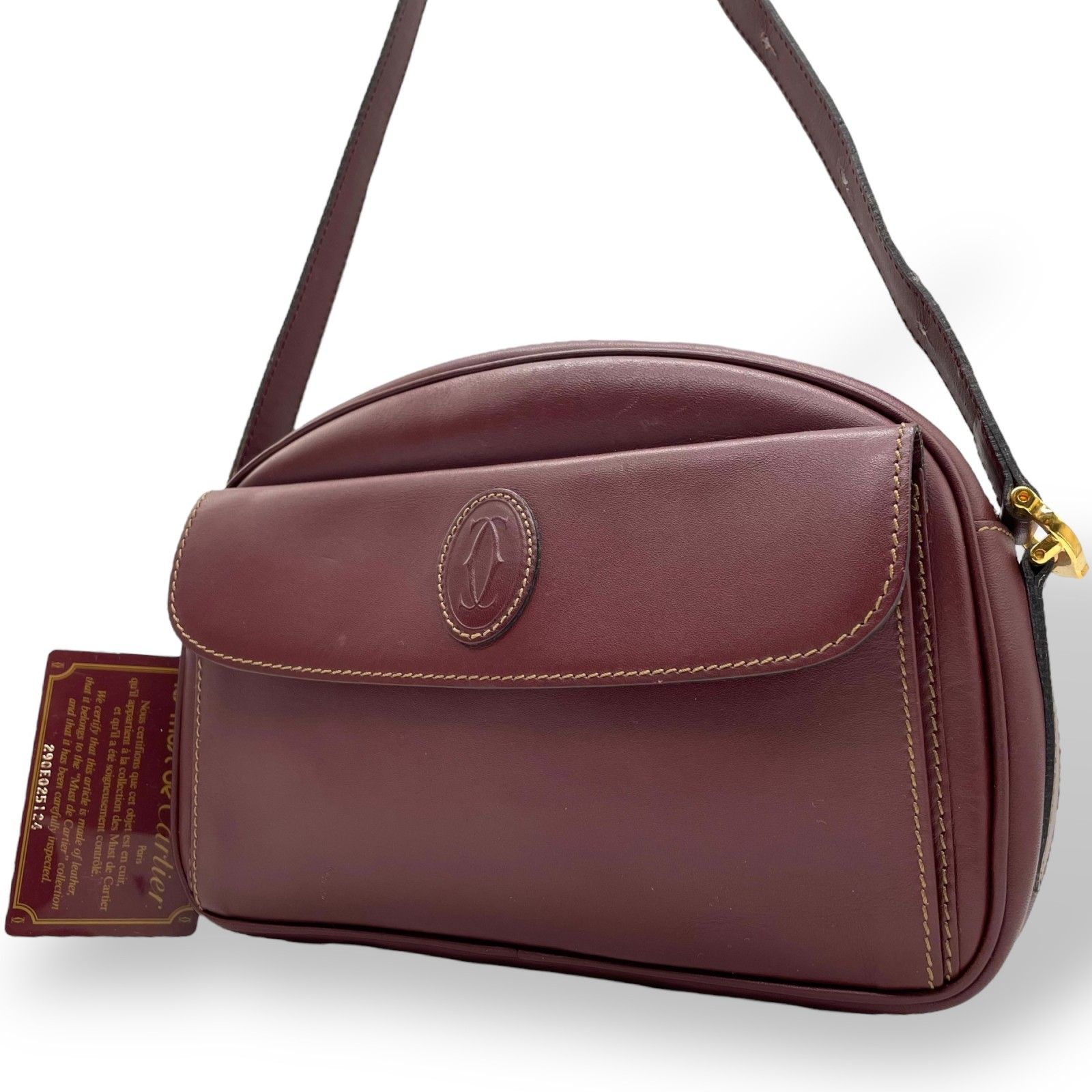 極美品 Cartier カルティエ マストライン ショルダーバッグ ボルドー