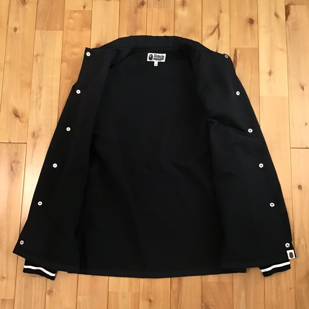 NYC カレッジロゴ コーチジャケット Mサイズ ブラック a bathing ape BAPE coach jacket エイプ ベイプ アベイシングエイプ