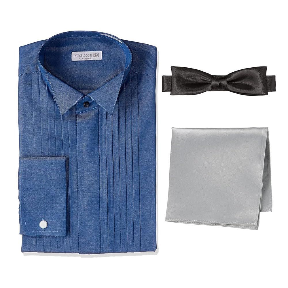 ドレスコード101] 新郎小物3点セット ウィングカラーシャツ 蝶ネクタイ