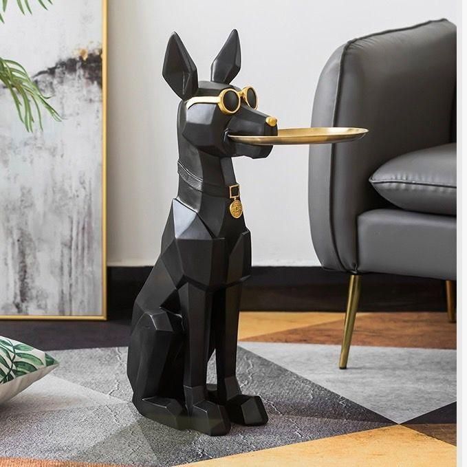 BIGドーベルマン サイドテーブル ホワイト サングラス オブジェ 置物