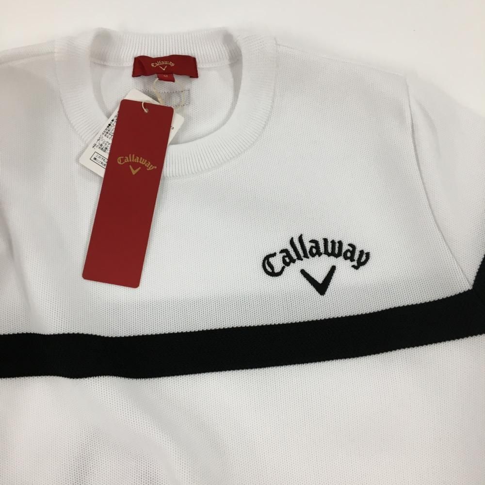 緊急大幅値下げ！ キャロウェイ レッドレーベル セーター 白×黒 胸ライン ニット メンズ M ゴルフウェア Callaway