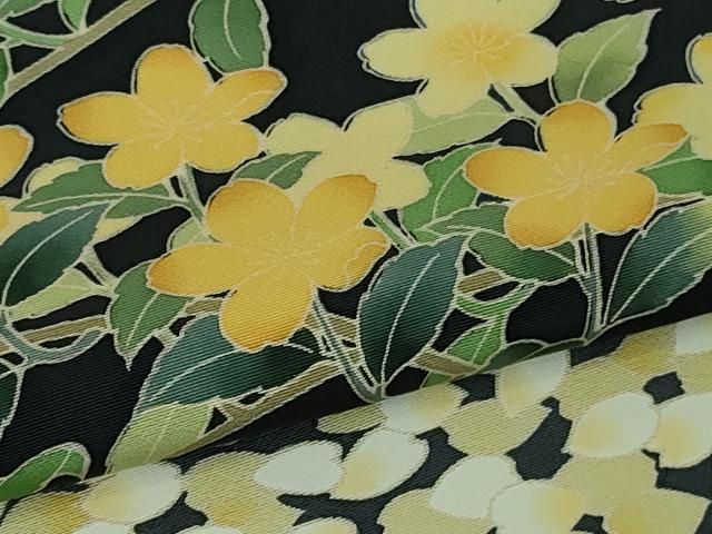 平和屋本店■極上　名門染元　秀美　十日町友禅　龍谷　訪問着　枝桜　花弁　藍鉄色地　暈し染め　逸品　DZAA8196kh5 平和屋本店□極上 名門染元 秀美 十日町友禅 龍谷 訪問着 枝花文 暈し