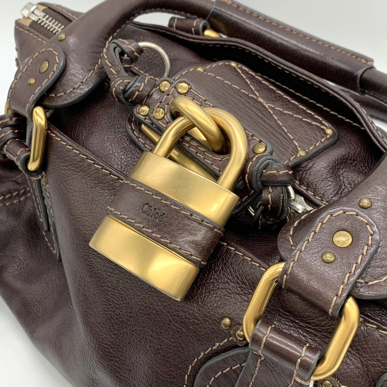 Chloe クロエ パディントン ハンドバッグ ボストンバッグ レザー 鍵 