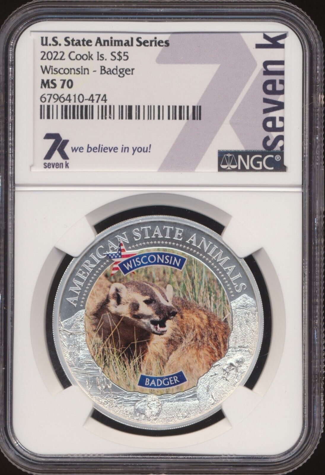 2025 Cook Islands - Animal Series - Wisconsin - Badger -NGC MS70