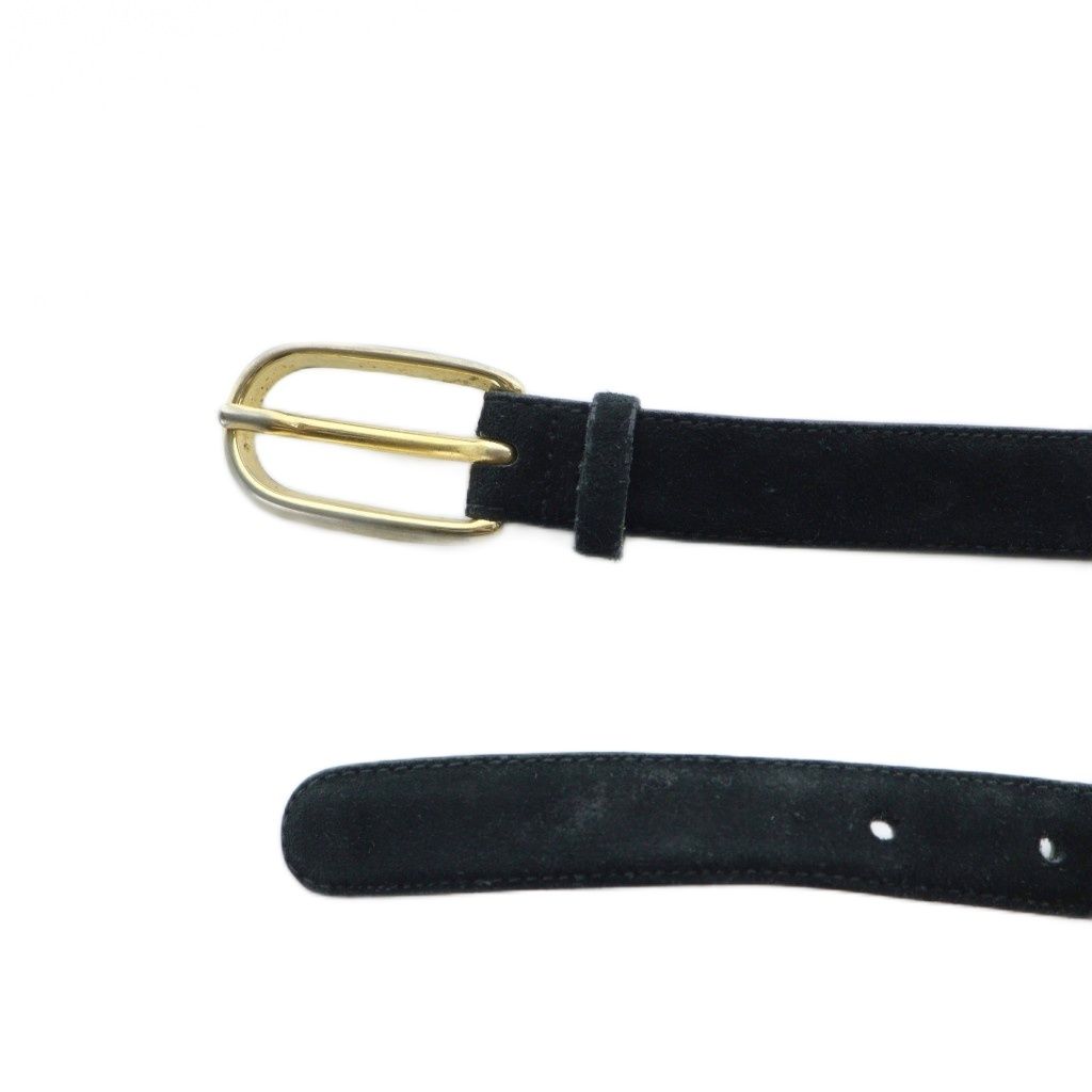 セリーヌ CELINE ベルト スエード ゴールド金具 ロゴ 65 黒 ブラック  