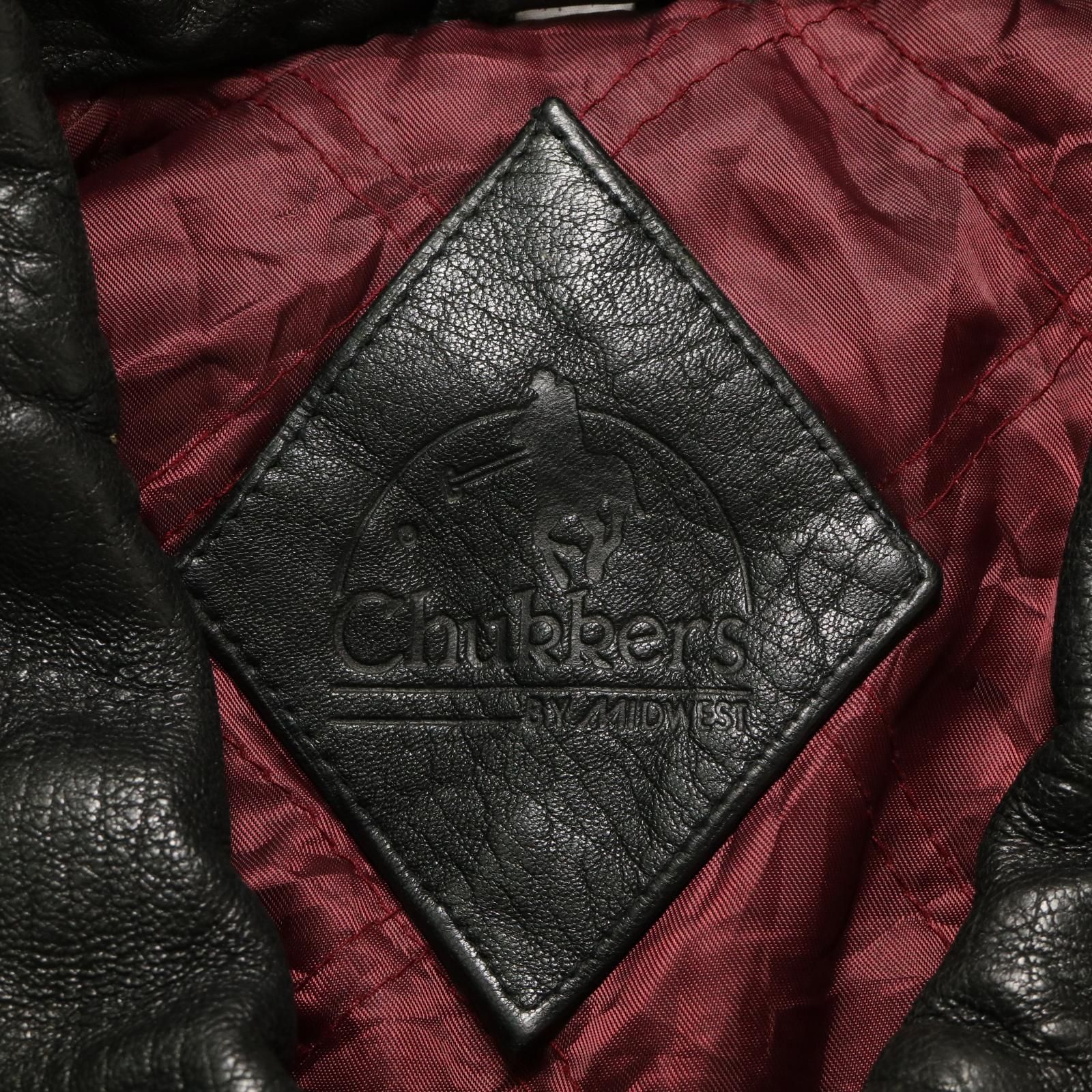 Chukkers レザースタジアムジャケット 企業ロゴ ブラック (メンズ XL  