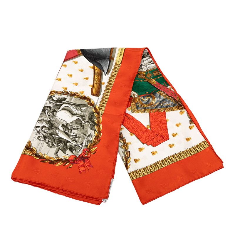 エルメス カレ90 NAPOLEON ナポレオン ホワイト レッド マルチカラー シルク レディース HERMES 1-0234867