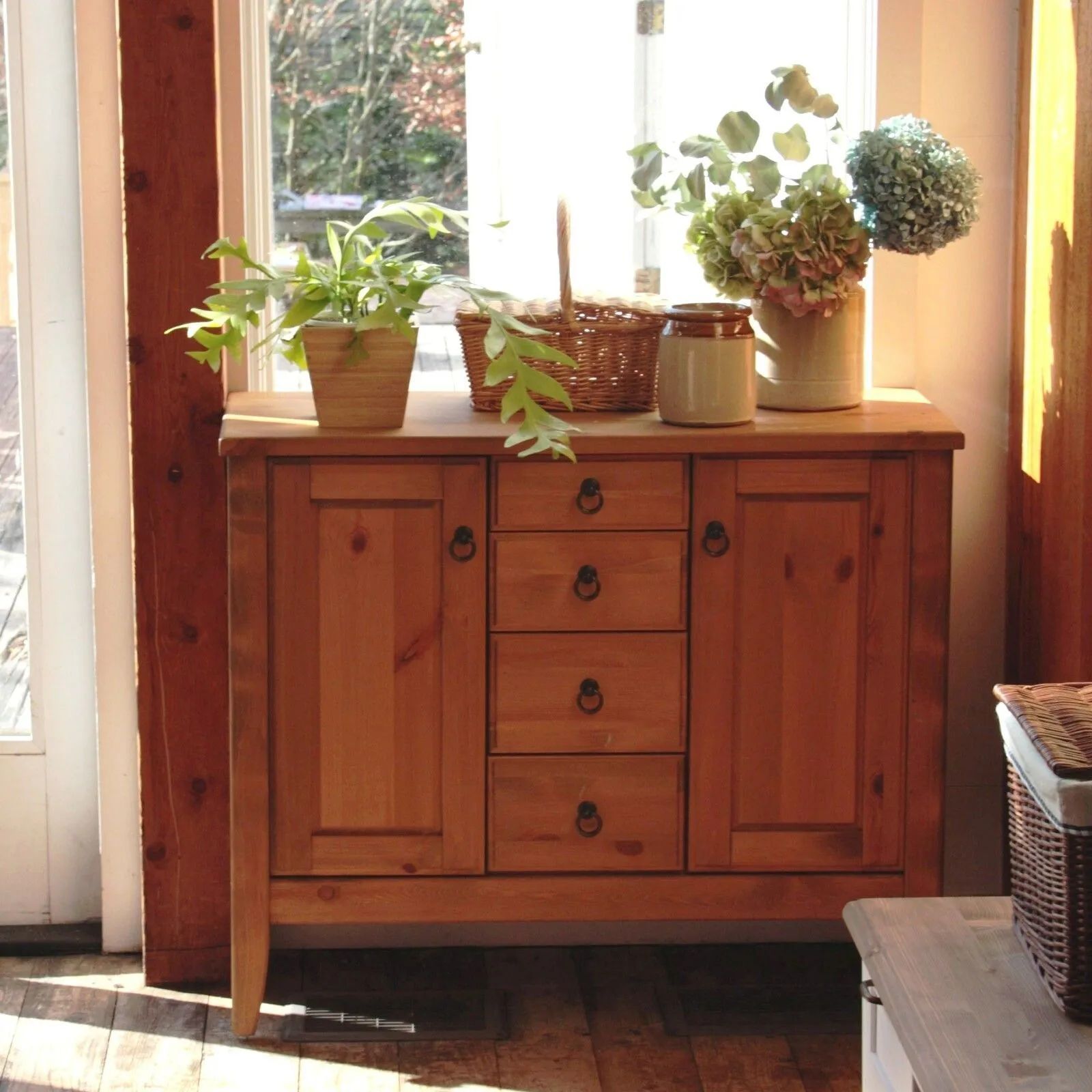 ♪天然木 キッチンボード 幅95cm 食器棚 キッチンカウンター キッチン収納 収納家具