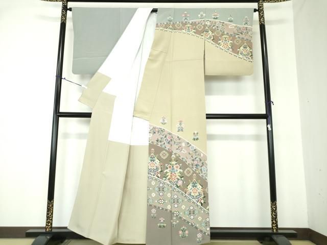 平和屋着物●訪問着　抽象文様　金銀彩　正絹　逸品　DAAZ7544ud 平和屋着物○訪問着 作家物 洋花文 金銀彩 正絹 逸品 DAAQ2930ps