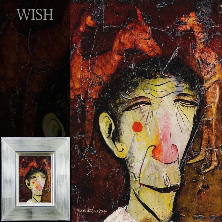 真作】【WISH】澤田哲郎 油彩 SM 1974年作 ◇道化 〇物故巨匠
