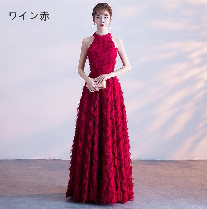 全 全5色 イブニングドレス ロングドレス 結婚式ドレス 二次会ドレス ワインレッド 大きいサイズ ノースリーブ ロング パーティードレス Aライ 4229