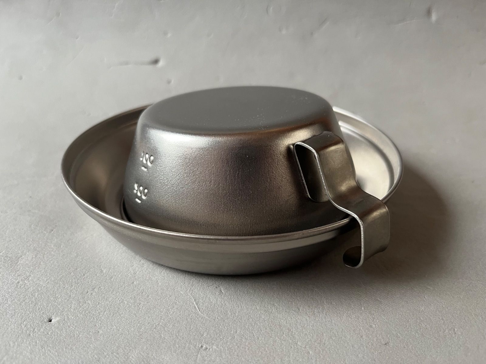 1997年 snow peak スノーピーク カップ イン チタン付属カップSCS-003 300ml シングル目盛りシェラカップ プレート 廃盤 チタンシェラカップ チタンクッカー アウトドアチタン