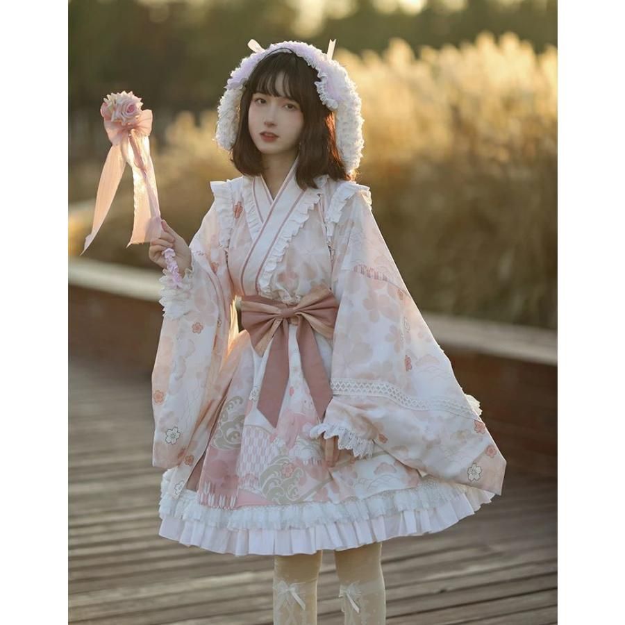 浴衣 ドレス 可愛い 女の子 和風ロリータ ワンピース 可愛い