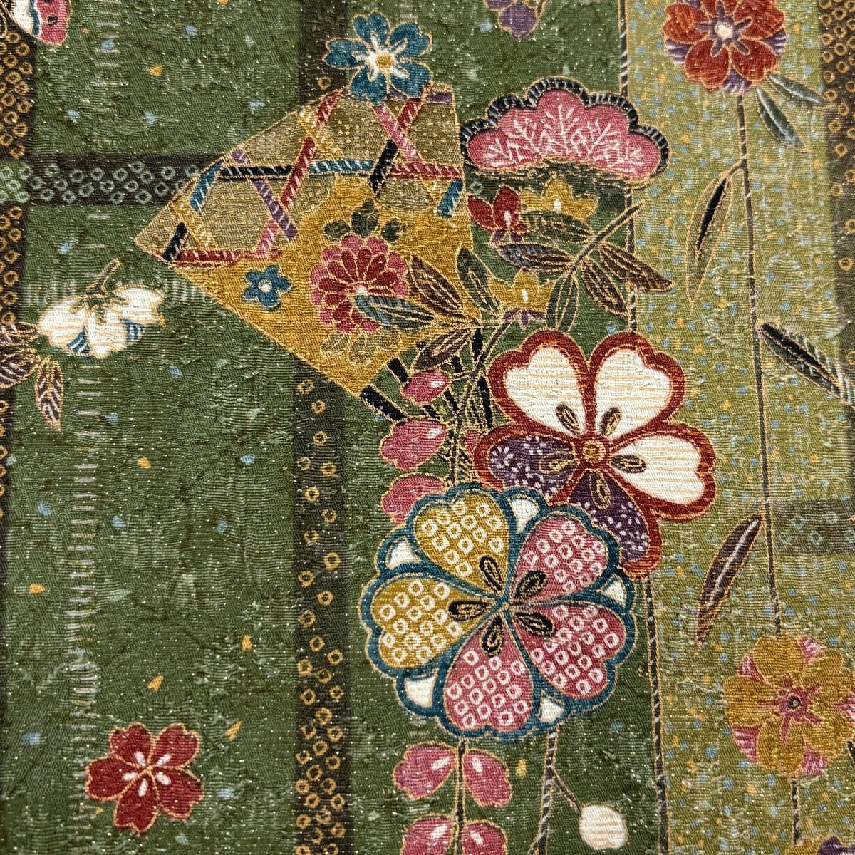 s*e様 完売品　新品　西陣織　段色菱文　半幅帯　両面柄　長尺　広幅 平和屋着物▽西陣 六通柄袋帯 正倉院華文裂地紋様 金銀糸 証紙