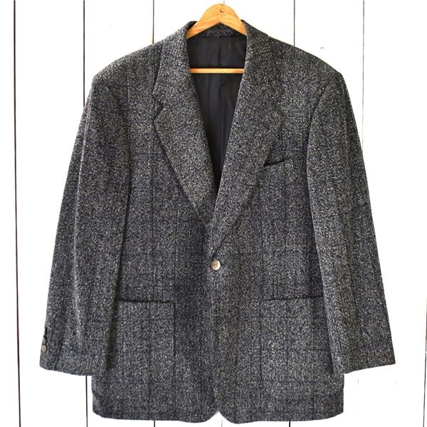 5TA072】THISTLE HARRISONS シルク混 2つボタン シングル ジャケット R38-45 / L ダークグレーベース 袖口3つ釦 春秋冬対応 6122【中古】【メンズビジネス】202501