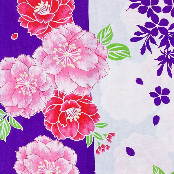 レトロな花柄の浴衣 浴衣3点セット （浴衣＋帯＋下駄） 浴衣セット