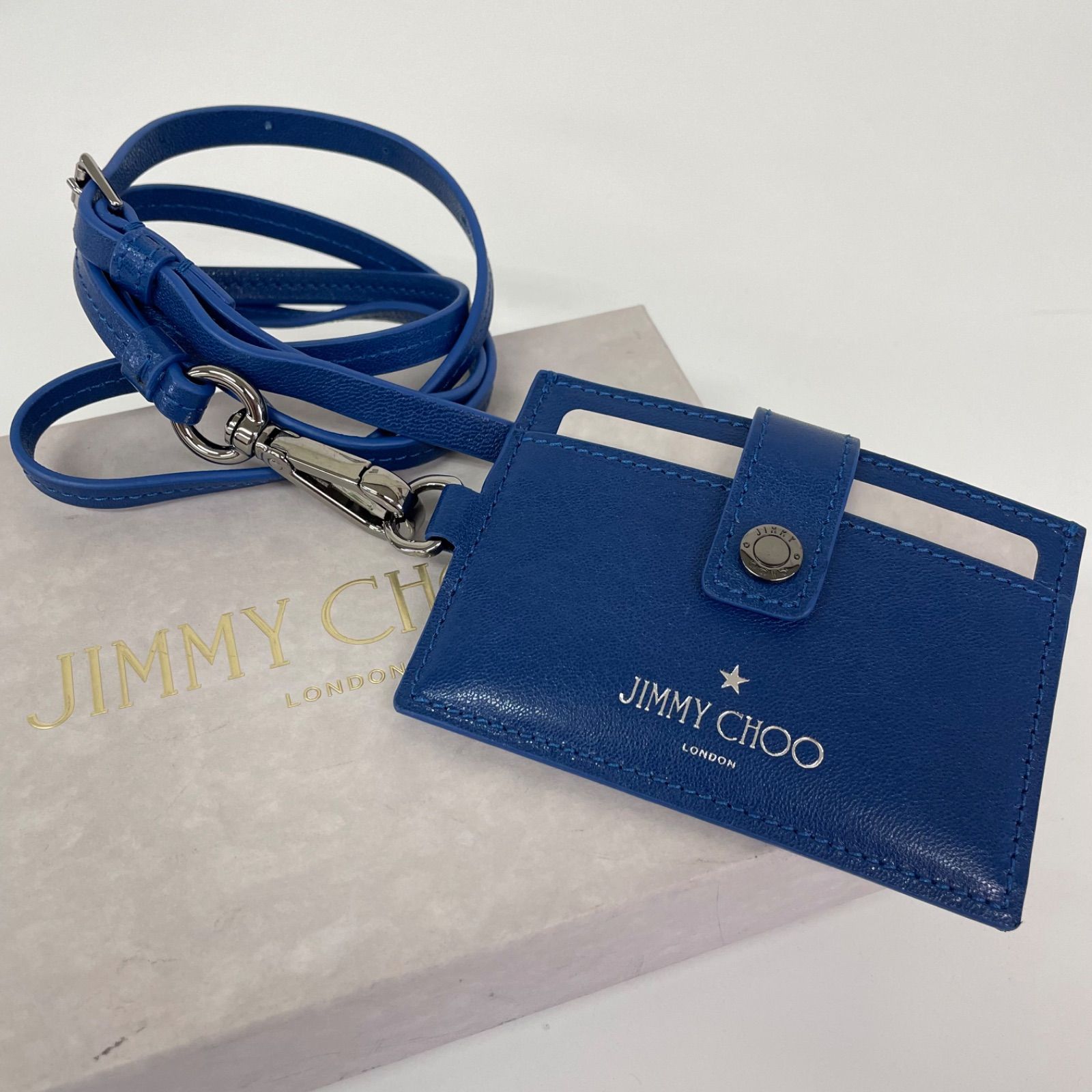 美品 JIMMYCHOO ジミーチュウ レザー パスケース カードケース ブルー