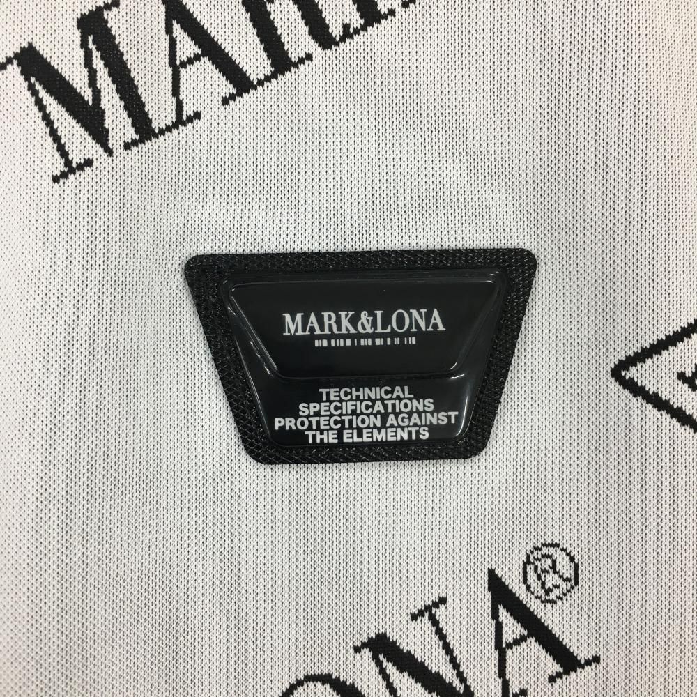 超美品】マークアンドロナ 半袖ポロシャツ 白×黒 ロゴ総柄 スナップ