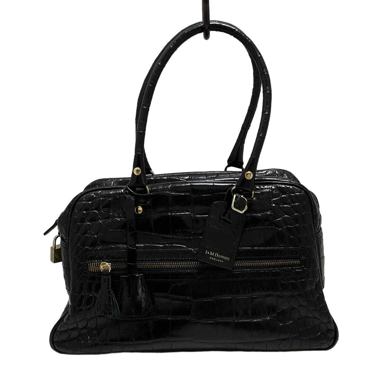美品 J&Mデヴィットソン 黒レザーショルダーバッグ