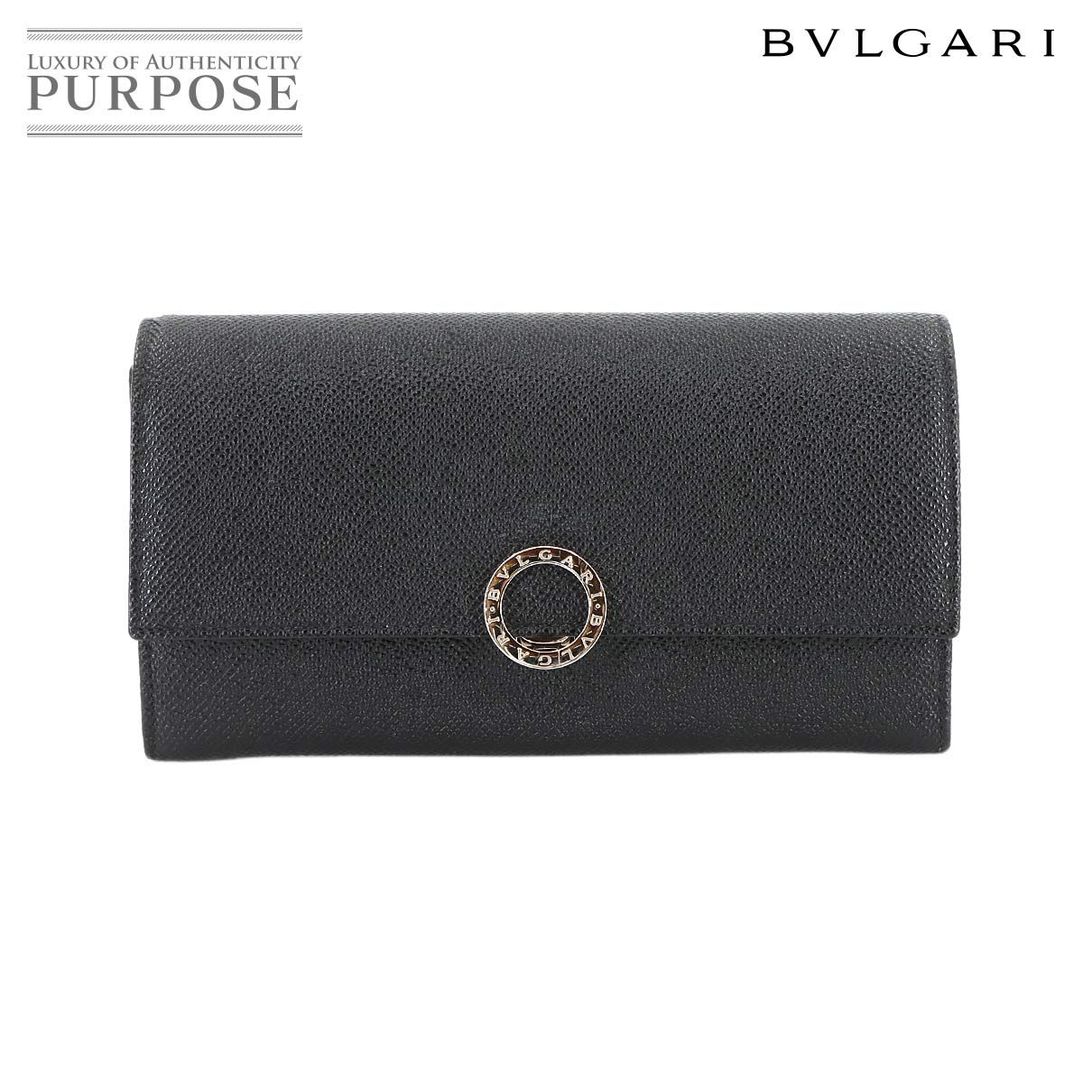 ブルガリ BVLGARI ブルガリブルガリ ロゴクリップ 二つ折り 長財布 レザー ブラック 30414 シルバー 金具 90295071