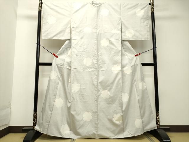 平和屋着物●本場大島紬　白大島　9マルキ　雪輪重ね文　正絹　逸品　DAAU0545tw 平和屋着物○本場大島紬 白大島 9マルキ 雪輪重ね文 正絹 逸品