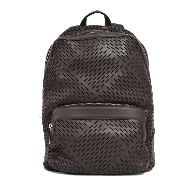 BOTTEGA VENETA 編み込みレザーリュック グレー 本物