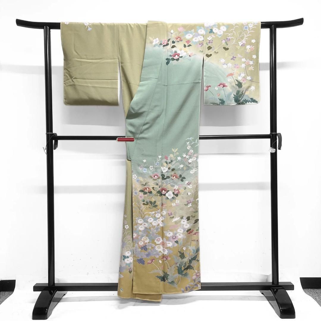 未着用　訪問着　花模様　椿　桜　菊　撫子　グラデーション　着物　064a d 未着用 訪問着 花模様 椿 桜 菊 撫子 グラデーション 着物 064a