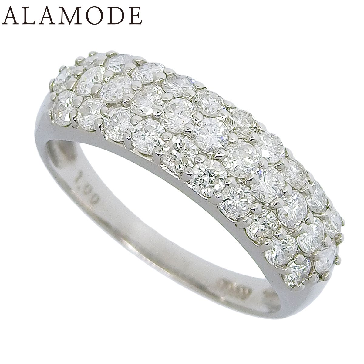 D1.00 ハーフパヴェ ダイヤモンド リング Pt900プラチナ 指輪  