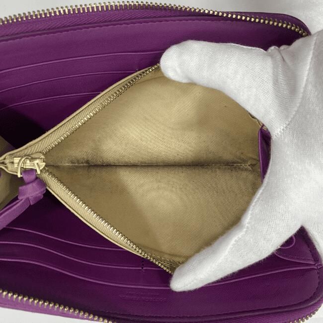 ボッテガヴェネタ ラウンドファスナー 長財布 パープル イントレ