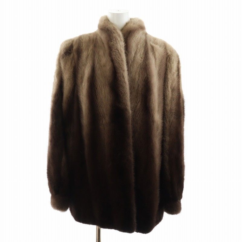 美品 ゆったりサイズ MINK(ミンク)ブラウン毛皮コート 極美品▽SAGA