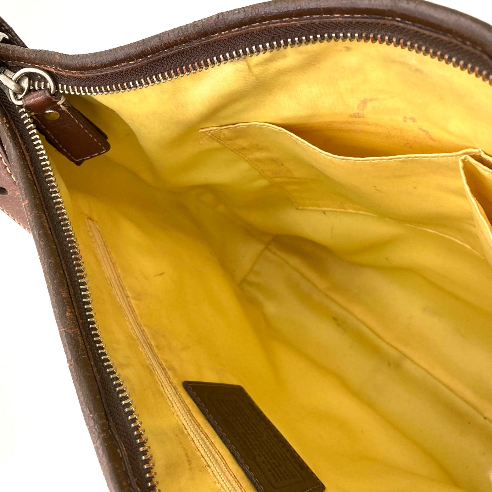 COACH】コーチ ショルダーバッグ シグネチャー ブラウン イエロー 